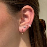 Pink Opal Flower Flat Back Stud in Solid 14k Yellow Gold