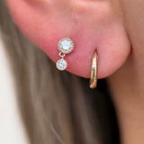Double Diamond Drop Flat Back Stud