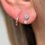 Double Diamond Drop Flat Back Stud