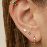 Yellow Gold Bubble Beaded Hoop