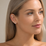 Yellow Gold Round Lab Grown Diamond Flat Back Earring