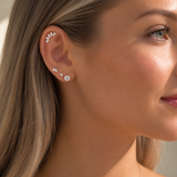 Yellow Gold Round Lab Grown Diamond Flat Back Earring