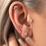 Yellow Gold Floating Lab Grown Diamond Drop Flat Back Earring