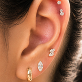 Yellow Gold Marquise Lab Grown Diamond Flat Back Earring