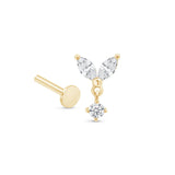 Double Marquise Drop in Solid 14k Yellow Gold
