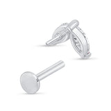 Cubic Zirconia Double Marquise Flat Back Stud in Solid 14k White Gold