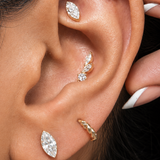 Yellow Gold Marquise Lab Grown Diamond Flat Back Earring
