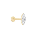 Yellow Gold Marquise Lab Grown Diamond Flat Back Earring