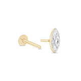 Yellow Gold Marquise Lab Grown Diamond Flat Back Earring