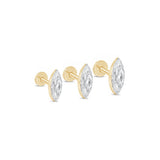 Yellow Gold Marquise Lab Grown Diamond Flat Back Earring