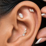 Yellow Gold Dual Marquise Lab Grown Diamond Flat Back Earring