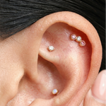 Rose Gold Triple Tourmaline Milgrain Set Flat Back Stud