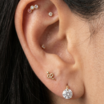 Rose Gold Triple Tourmaline Milgrain Set Flat Back Stud