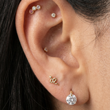 Yellow Gold Snake Threaded Flat Back Earring