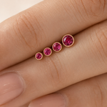 Yellow Gold Red Ruby Milgrain Set Flat Back Earring