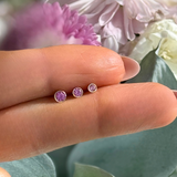 Pink Milgrain Flat Back Stud in Solid 14k Yellow Gold