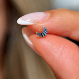 Solid 14k White Gold Crescent Moon Flat Back Stud Earring