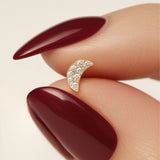 Diamond Pavé Crescent Moon Flat Back Stud Earrings in Solid 14k Yellow Gold