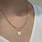 Beaded Double Wrap Medallion Necklace in Solid 14k Yellow Gold