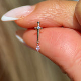 Solid 14k Yellow Gold Pink Marquise Dagger Earring