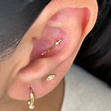 Solid 14k Yellow Gold Pink Marquise Dagger Earring