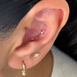 Solid 14k Yellow Gold Pink Marquise Dagger Earring