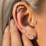 Yellow Gold Marquise Lab Grown Diamond Flat Back Earring