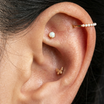 Yellow Gold Butterfly Threaded Flat Back Earring