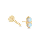 Yellow Gold Two Stone Opal Flat Back Stud Earring