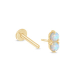 Yellow Gold Two Stone Opal Flat Back Stud Earring