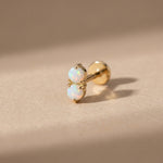 Yellow Gold Two Stone Opal Flat Back Stud Earring