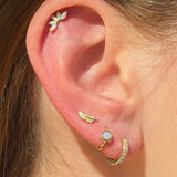 Pink Opal Huggie Earring in Solid 14k Rose Gold