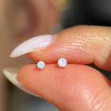 Pink Opal Cartilage Flat Back Stud in Solid 14k Yellow Gold