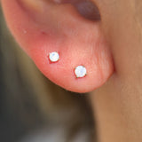 Pink Opal Cartilage Flat Back Stud in Solid 14k Yellow Gold
