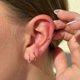 Beaded Marquise Opal Evil Eye Flat Back Stud in Solid 14k Rose Gold