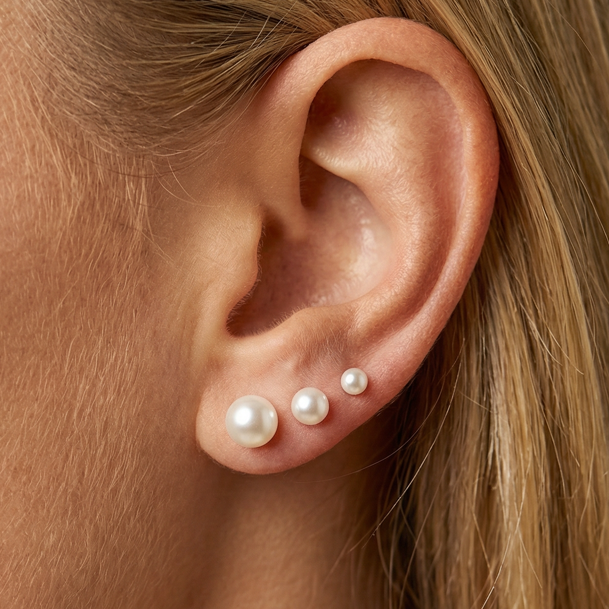 Pearl Flat Back Stud Earrings Flat Back Stud Earrings in Solid 14k White Gold