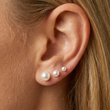 Pearl Flat Back Stud Earrings Flat Back Stud Earrings in Solid 14k White Gold