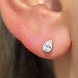 Pear Gemstone Flat Back Stud Bezel Set in Solid 14k Yellow Gold