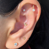 White Gold Pearl Threaded Flat Back Earring