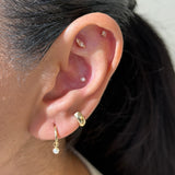 Pearl Flat Back Stud Earrings in Solid 14k Yellow Gold