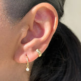 Bubble Hoop Illusion Ear Cuff Earring in Solid 14k Yellow Gold