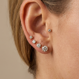 Diamond Threaded Flat Back Stud Earrings in Solid 14k White Gold