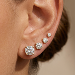 Diamond Threaded Flat Back Stud Earrings in Solid 14k White Gold