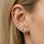 Diamond Threaded Flat Back Stud Earrings in Solid 14k White Gold