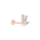 Gemstone Marquise Lotus Flat Back Stud in Solid 14k Rose Gold