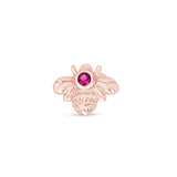 Pink Ruby Bee Flat Back Stud in Solid 14k Rose Gold