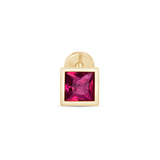 Princess Cut Pink Ruby Flat Back Earring in Bezel Set Solid  Gold