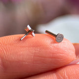 Star Flat Back Stud in Solid 14k White Gold