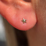 Solid 14k Yellow Gold Star Flat Back Stud Earring