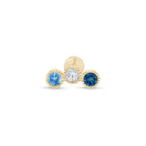 Triple Topaz Milgrain Scalloped Flat Back Stud